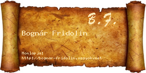 Bognár Fridolin névjegykártya
